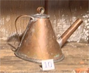#10-18th - 19th century copper whale oil fill vessel-4.75"D x 4.75"H, Stock-1   Cost-$30.00