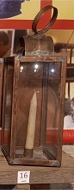 #16-18th Century copper single candle new england style lantern-4.5"Sq x 14.25"H, Stock-2   Cost- $170.00