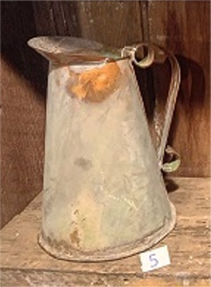 #5-Non-potable- copper decorative pitcher-5.5"D x 8.25"H, Stock- 1   Cost- $60.00